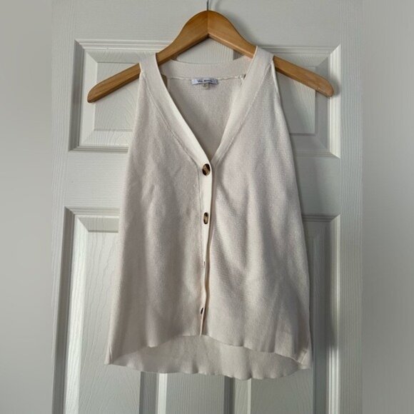 Vita Milana Knit Vest Small Ivory Sleeveless Button Front Sweater Tank Top - Picture 1 of 4